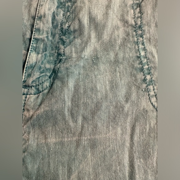 SOFT SURROUNDINGS Tea Party Crip Pants Tidal Wave Teal Turquoise Linen Belted - Picture 11 of 12